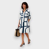 Helen™ | Geometriai Mintás Midi Ruha