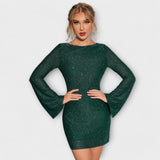 Flitteres | Hosszú Ujjú Pánt Nélküli Ruha