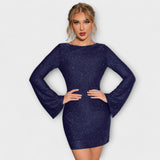 Flitteres | Hosszú Ujjú Pánt Nélküli Ruha