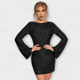 Flitteres | Hosszú Ujjú Pánt Nélküli Ruha